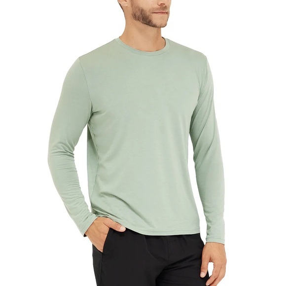 Somewhere Sunny Men's UPF 50+ Bamboo Everyday Long Sleeve in Eucalyptus - Picture 1 of 8